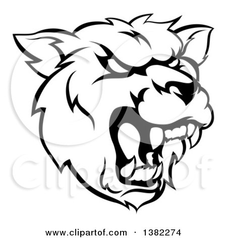 450x470 Black And White Roaring Grizzly Bear Mascot Head Posters, Art