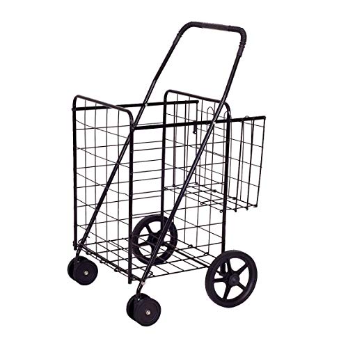 500x500 Goplus Folding Shopping Cart Jumbo Double Basket
