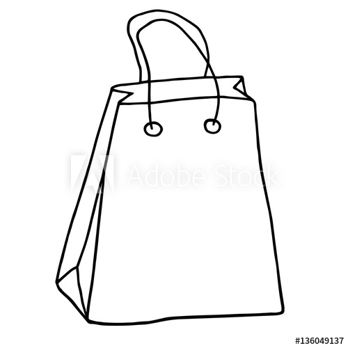 500x500 Shopping Bag Icon Hand Drawn Grocery Bag With Handles Vector I