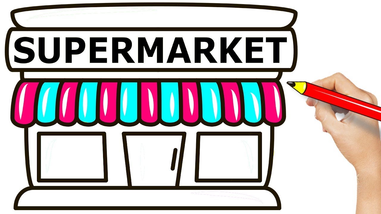 1280x720 How To Draw Supermarket Coloring Pages And Drawing For Kids