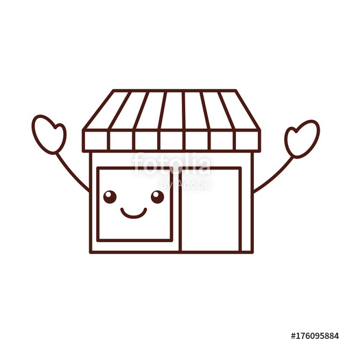 500x500 Kawaii Store Grocery Shop Building Exterior Stock Image