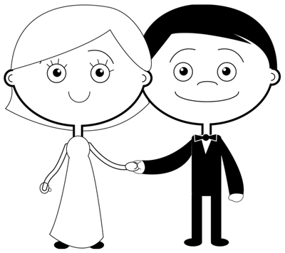 400x356 How To Draw Cartoon Bride And Groom Step