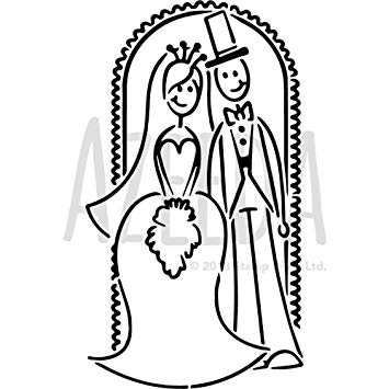 355x355 'bride Groom' Wall Stencil Template