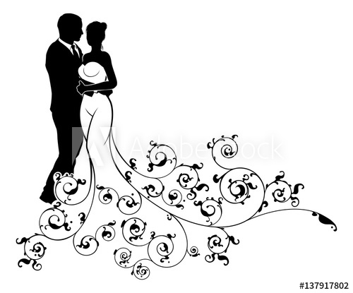 500x415 Abstract Pattern Bride And Groom Wedding Silhouette