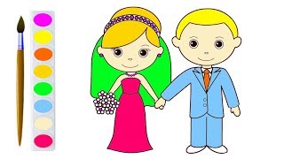 320x180 Groom And Bride Drawing And Coloring Pages For Kids