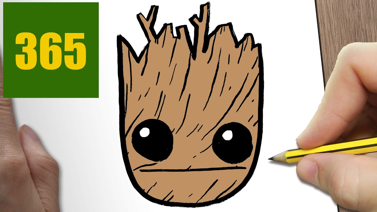 1280x720 How To Draw A Groot Cute, Easy Step