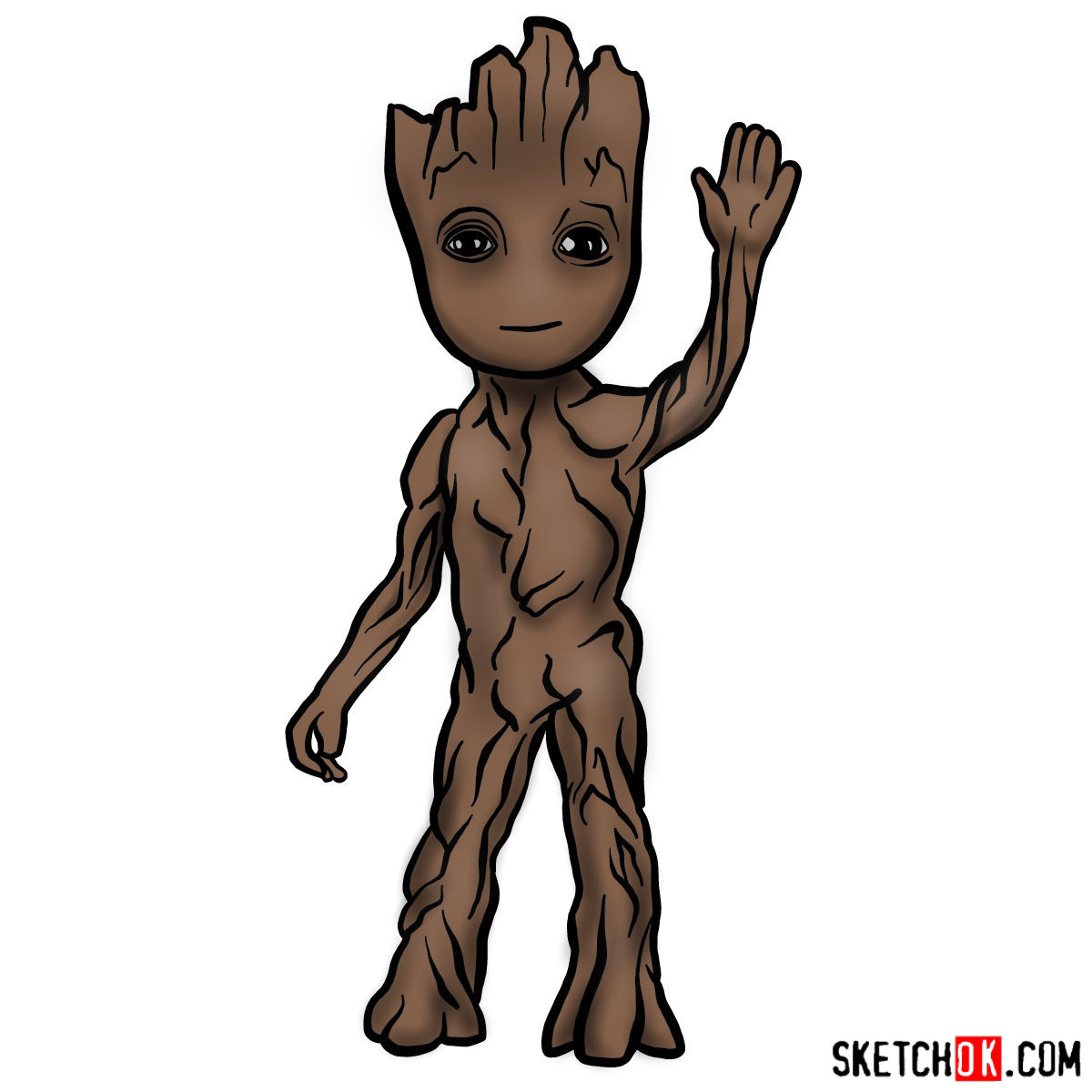 1200x1200 How To Draw Baby Groot Waving