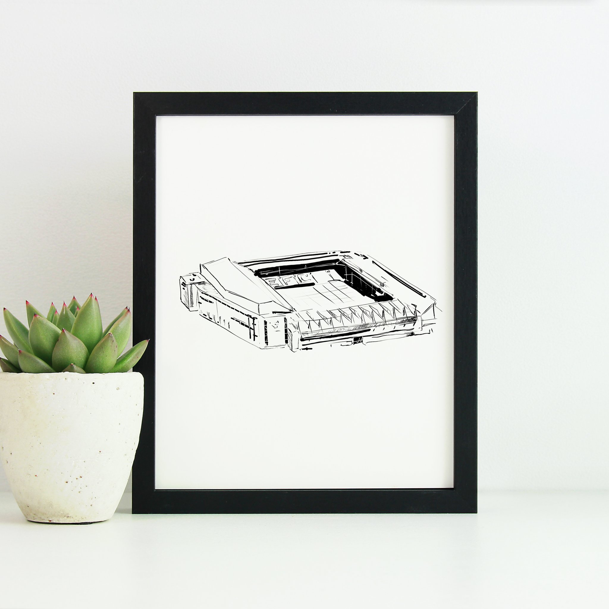 2048x2048 Everton Football Ground Monochrome Sketch