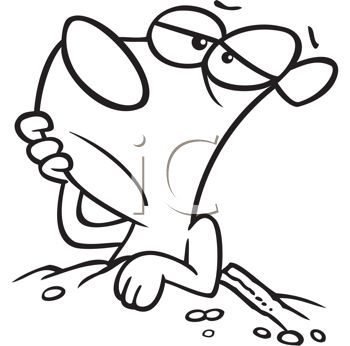 350x346 Royalty Free Clipart Image Black And White Cartoon Of A Groundhog