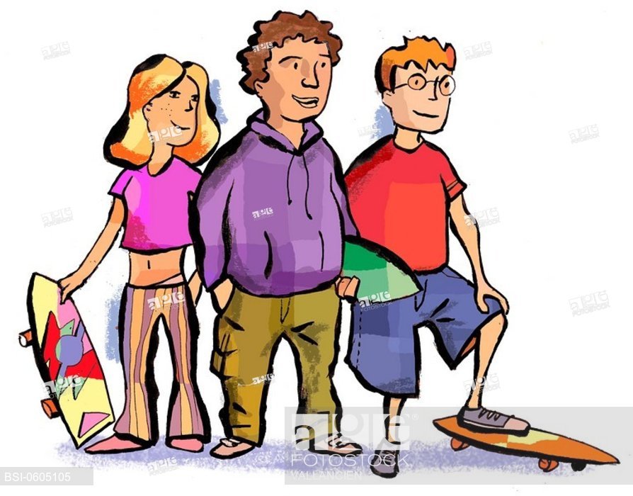 894x700 Group Of Adolescents, Drawing, Stock Photo, Picture And Rights