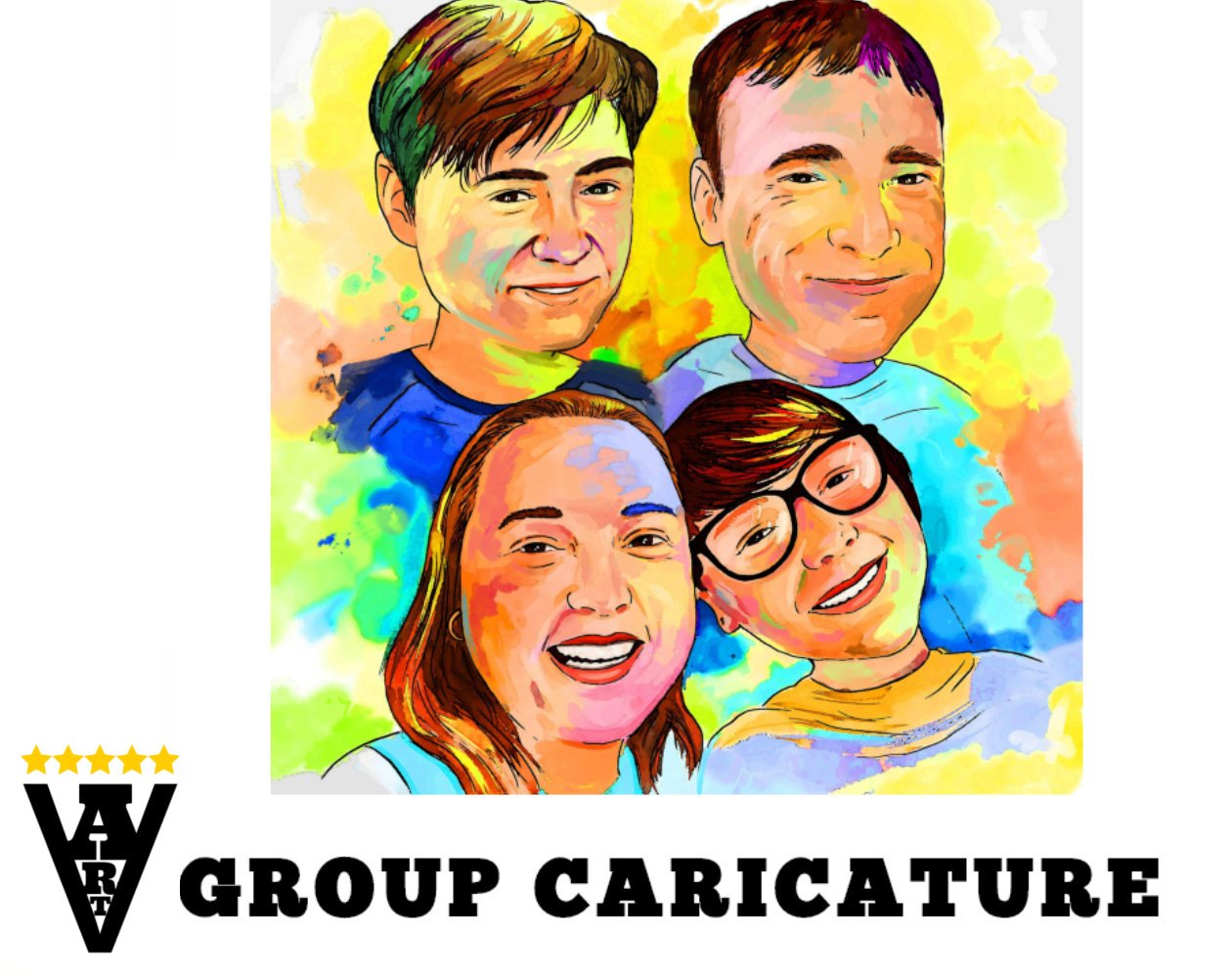 1260x1000 group watercolor caricature drawing cartoon caricature from etsy