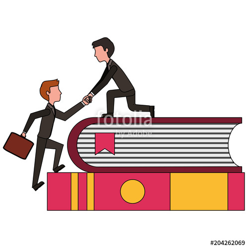 500x500 People Climbing Steps With Books Education Vector Illustration
