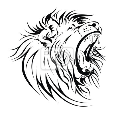 400x400 Roaring Lion Outline Clipart