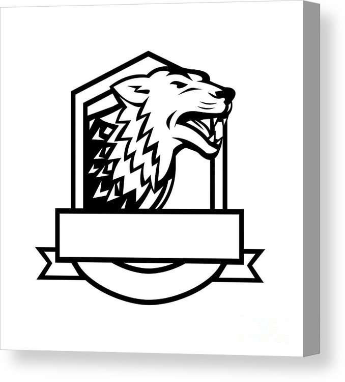 678x750 Wolf Growling Crest Retro Canvas Print Canvas Art