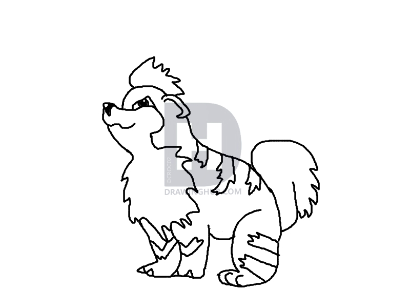 800x600 How To Draw Growlithe, Growlithe From Pokemon, Step