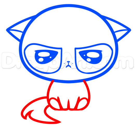 520x487 Step How To Draw Kawaii Grumpy Cat