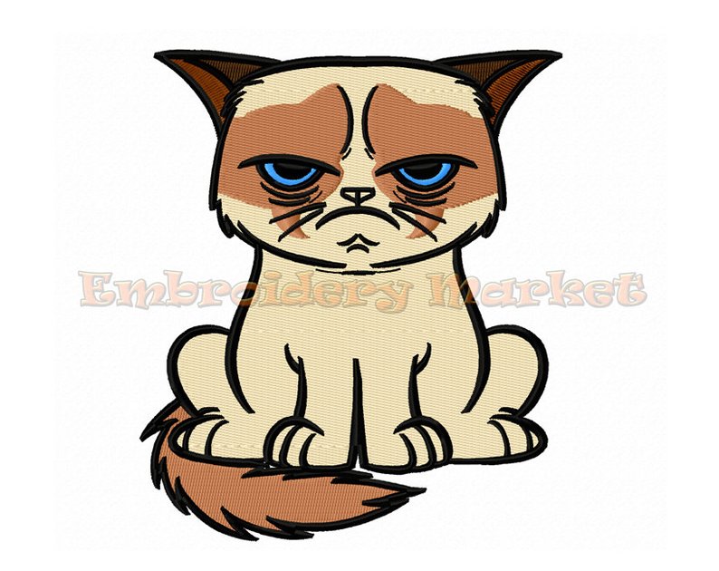794x630 Grumpy Cat Embroidery Design Sizes Instant Download Etsy