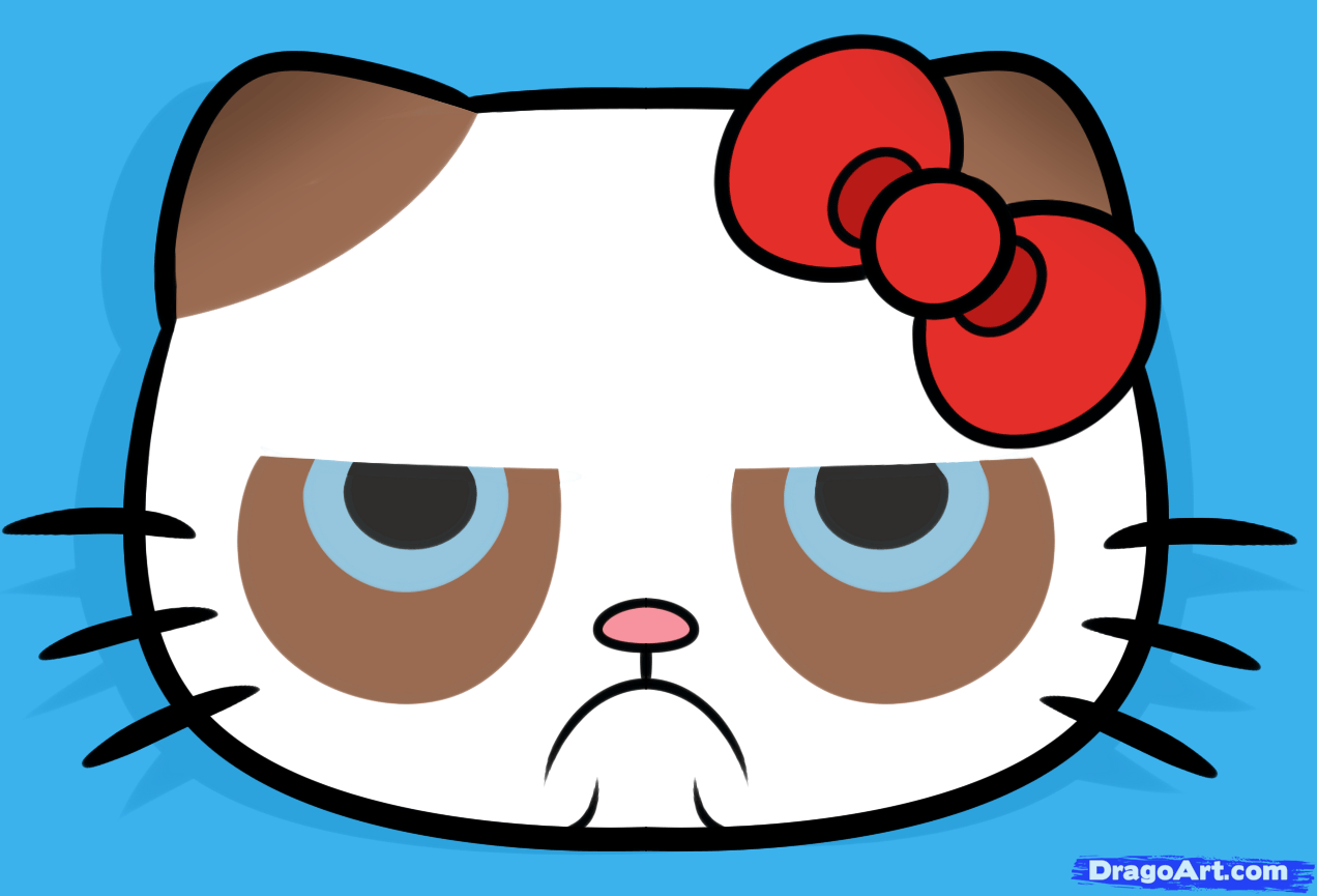 1272x865 How To Draw Grumpy Hello Kitty, Step