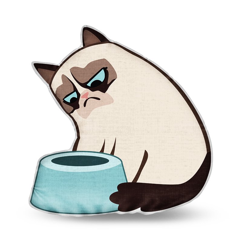 800x800 Lilipi Fill My Bowl Grumpy Cat Throw Pillow Wayfair