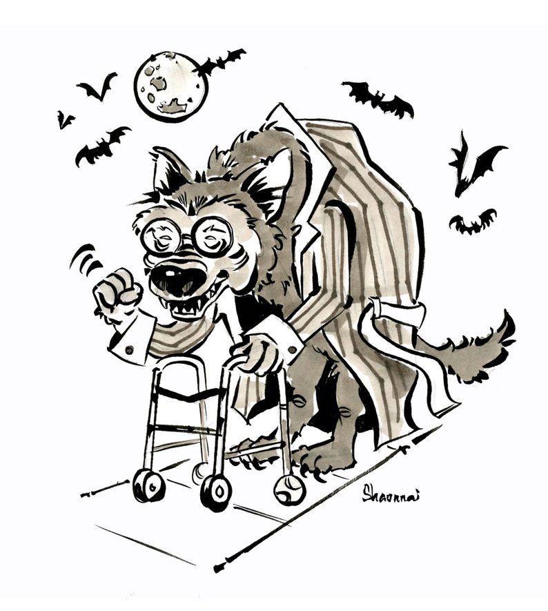 794x885 Grumpy Old Werewolf Drawing Etsy