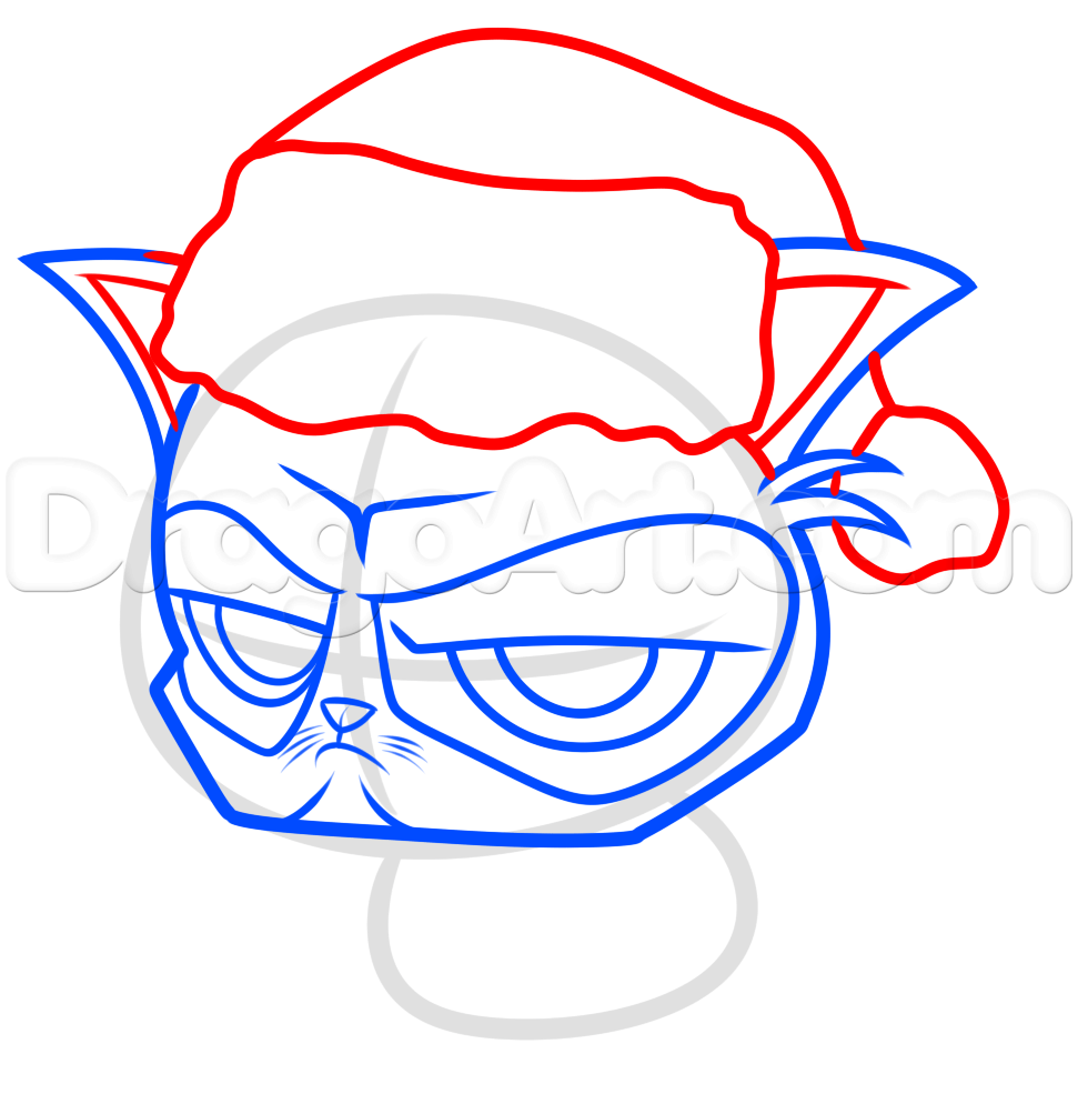 971x985 Draw Christmas Grumpy Cat, Step