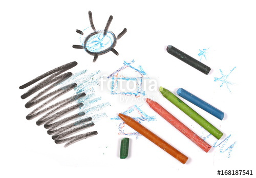 500x347 Grunge Wax Pastel Crayons And Drawings Isolated On White