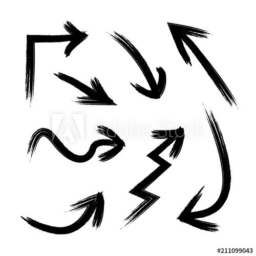 500x500 Vector Set Of Black Grunge Arrows Isolated, Scratch Drawings