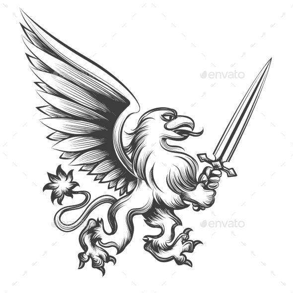 590x590 Griffin Drawing Medieval For Free Download