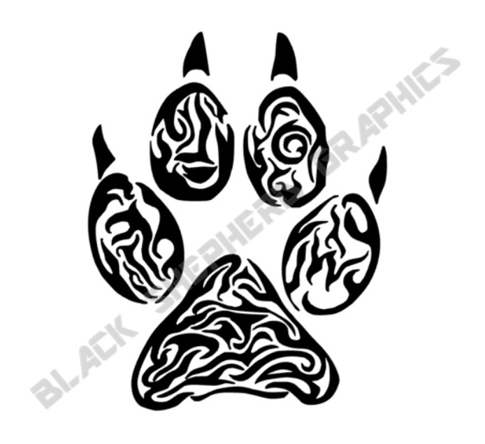 694x635 Fire Paw Decal Black Shepherd Graphics