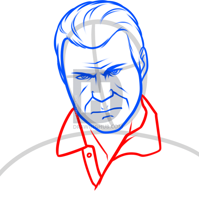 679x699 how to draw michael from gta michael de santa, step