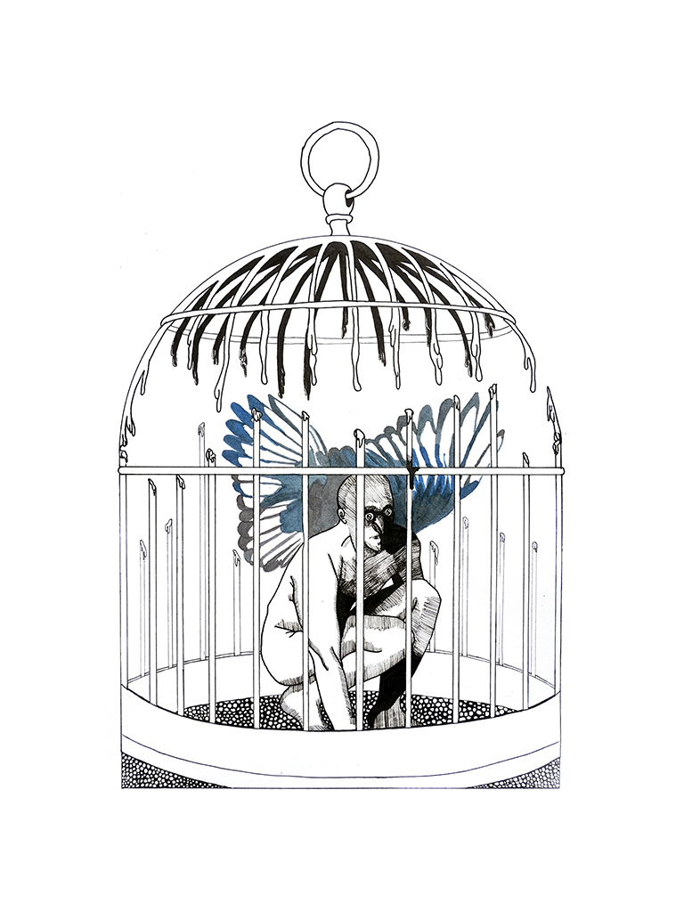 768x1024 product inktober guarded ink drawing krokosz art