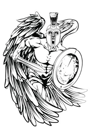 300x450 Warrior Guardian Angel Tattoo Design