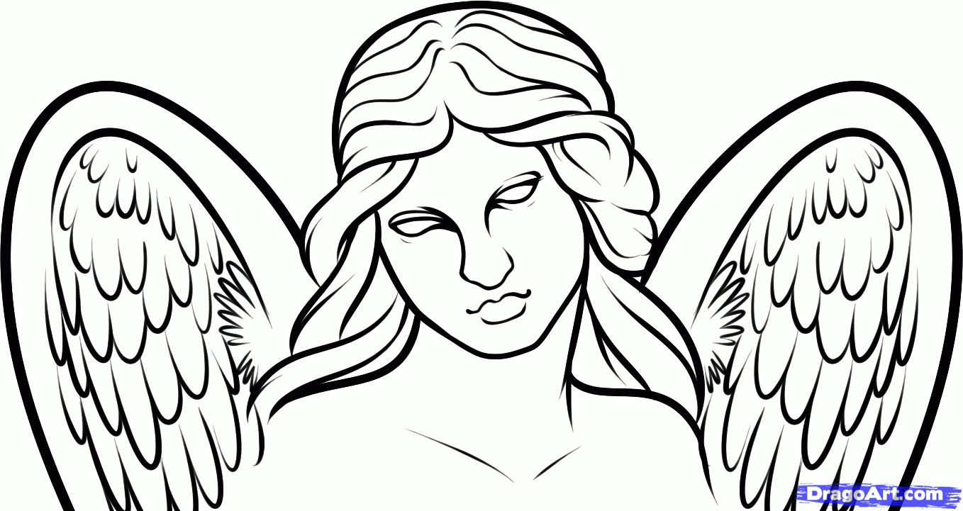 1358x721 How To Draw A Guardian Angel, Angel Statue Step Embroidery