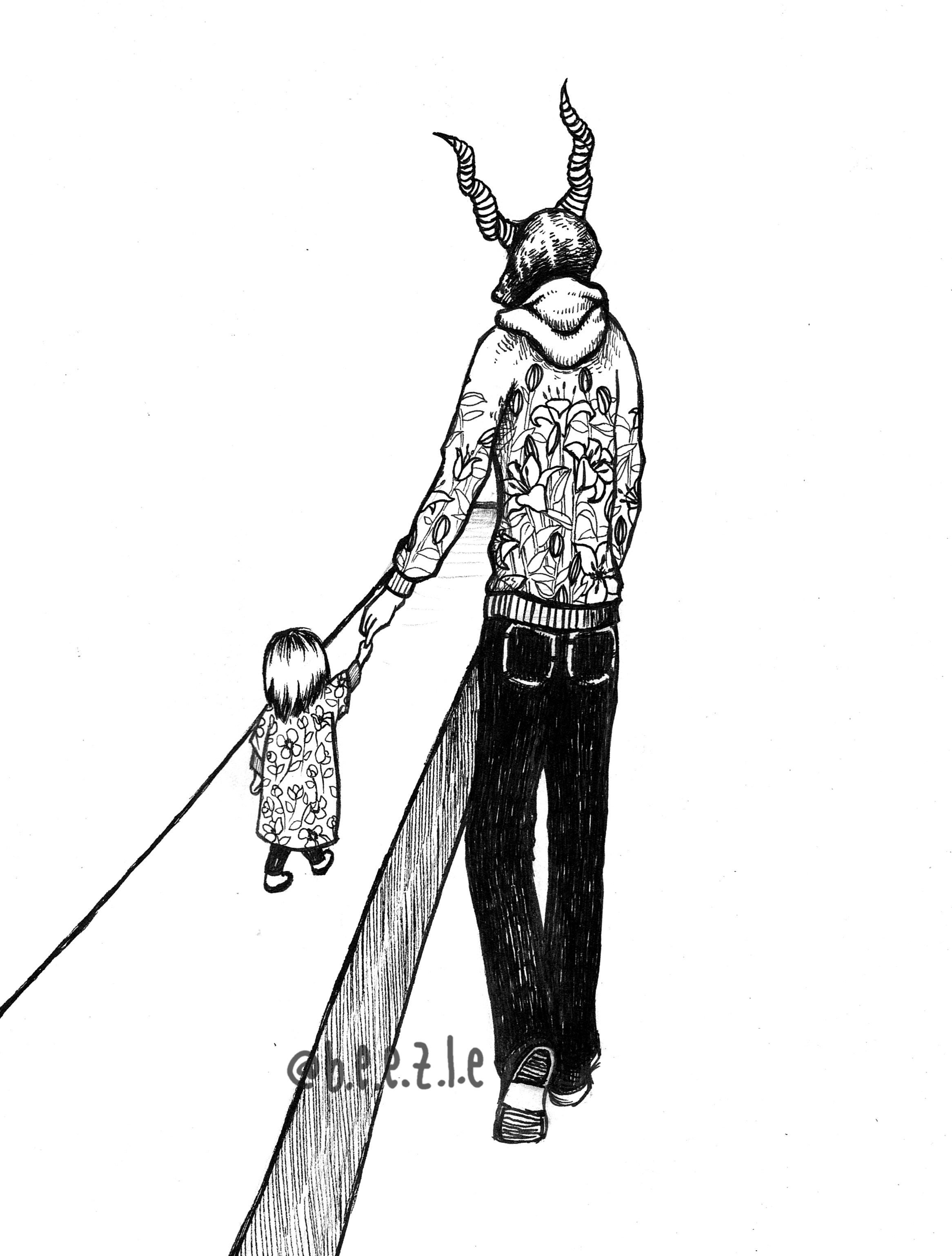 2332x3076 Kid Taking A Morning Walk With Her Guardian Idap