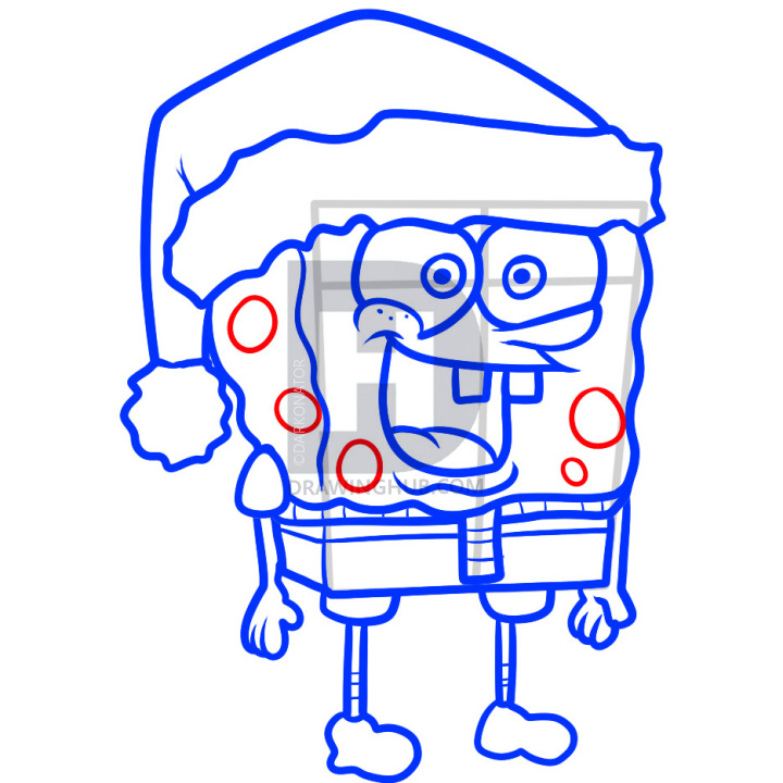 720x720 how to draw christmas spongebob, christmas spongebob, step