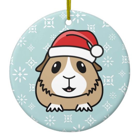 540x540 cartoon guinea pig christmas round ornament guinea