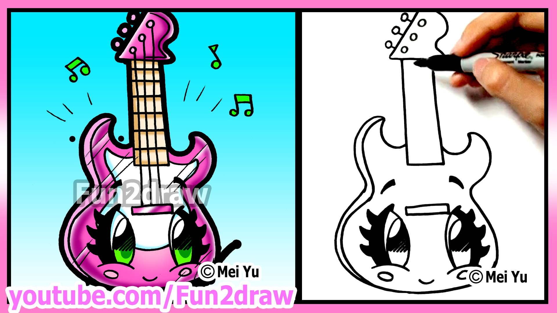 1920x1080 Draw A Cartoon Guitar Learn To Draw