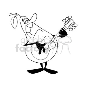 300x300 Paul The Cartoon Pear Character Playing The Guitar Black White