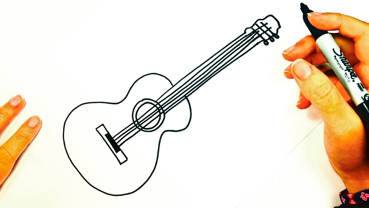 1280x720 How To Draw A Acoustic Guitar Acoustic Guitar Easy Draw Tutorial
