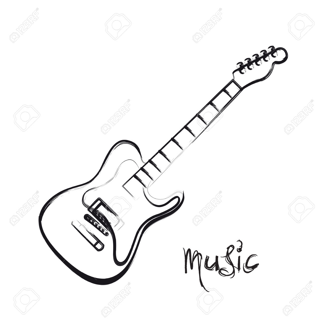 1300x1300 Guitar Drawing Abstract For Free Download