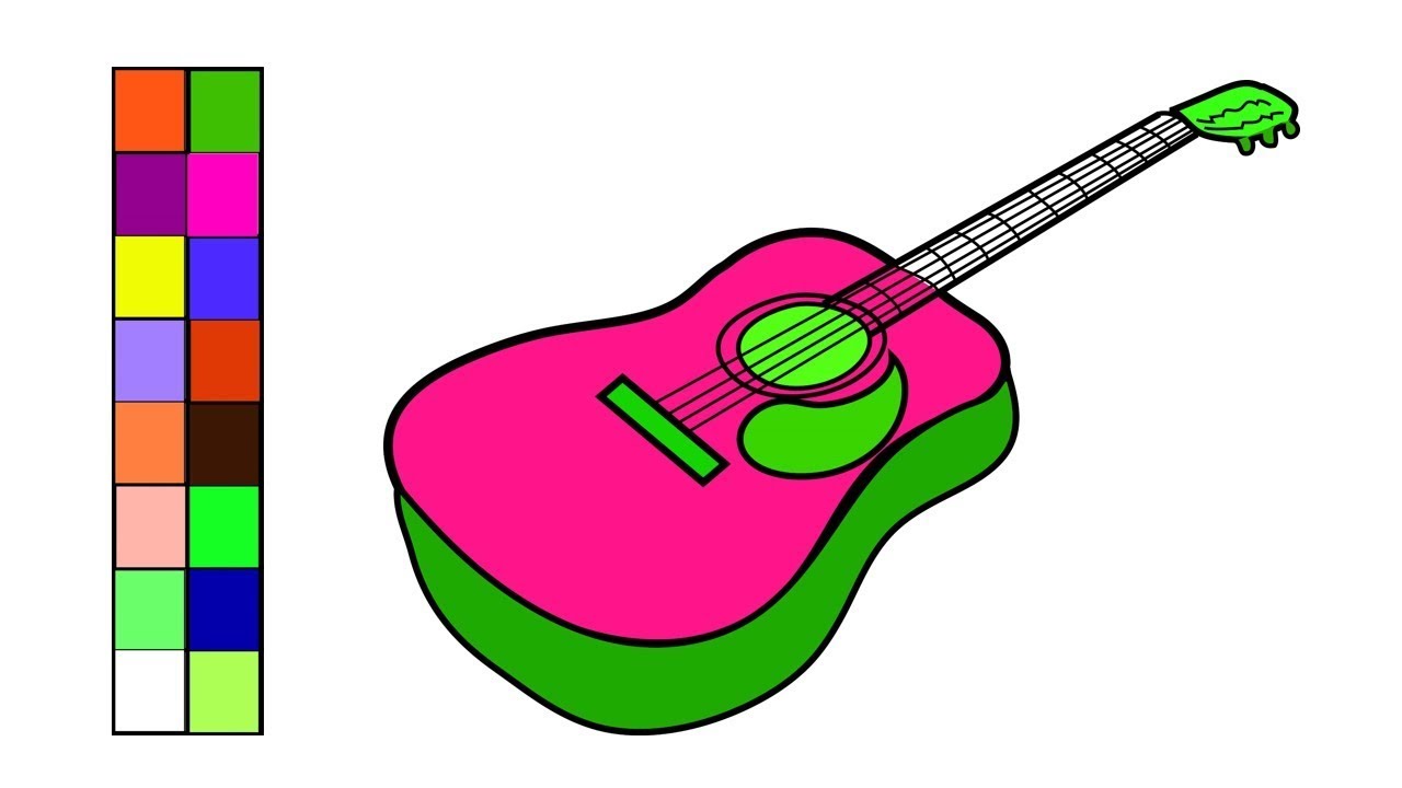 1280x720 Guitar Drawing And Coloring Step