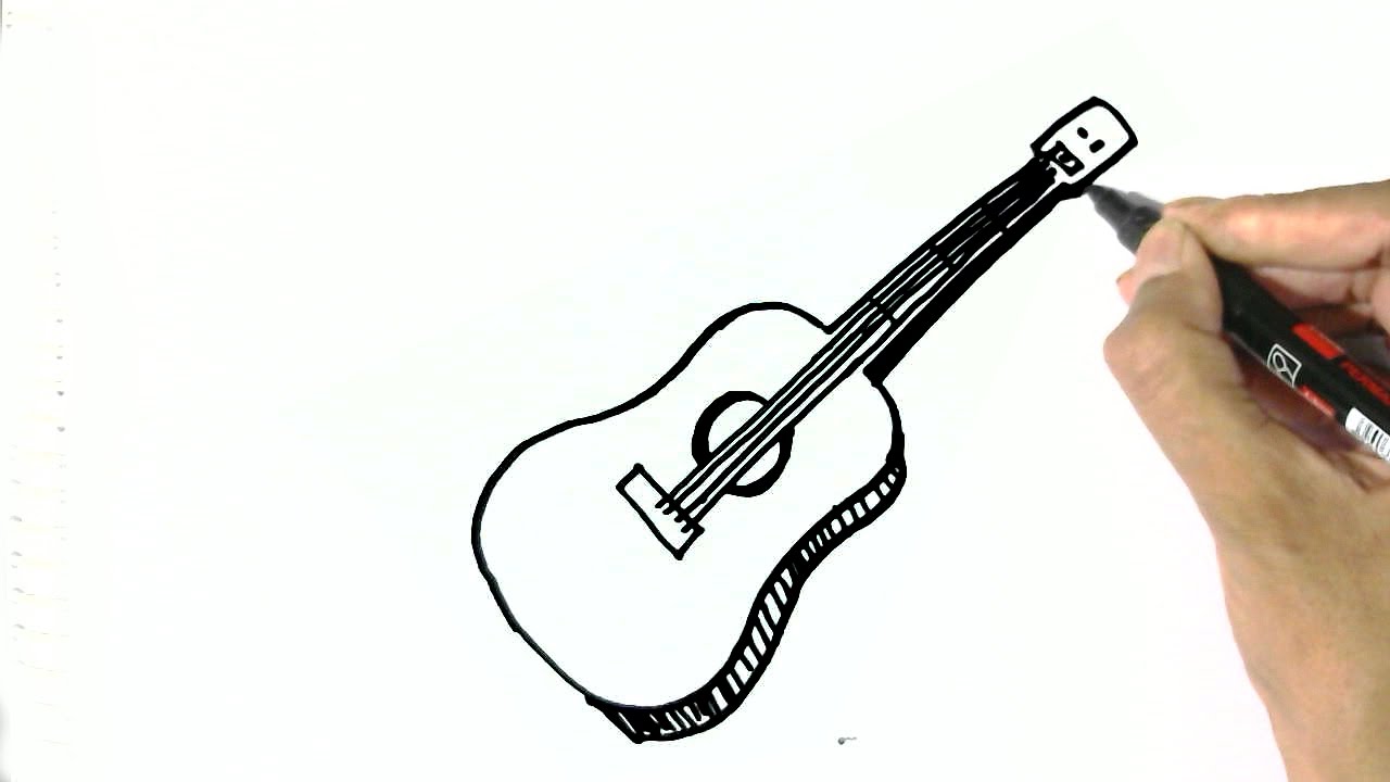 1280x720 How To Draw A Guitar In Easy Steps For Children Beginners
