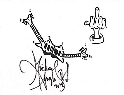 425x325 Michael Angelo Batio Signed Hand Drawn Double Guitar Sketch Coa