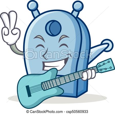 450x444 With Guitar Pencil Sharpener Character Cartoon Vector Illustration