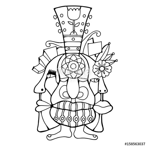 500x500 Outline Abstract Art Of Guitar On White Background Stock Image