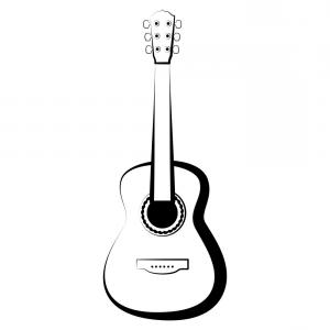 300x300 Stock Photo A Semi Acoustic Type Guitar In Outline Drawing Set