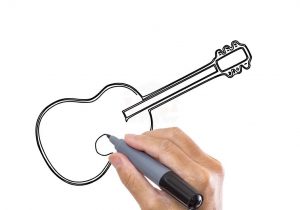 300x210 Guitar Drawing For Kids How To Draw An Acoustic Guitar Steps