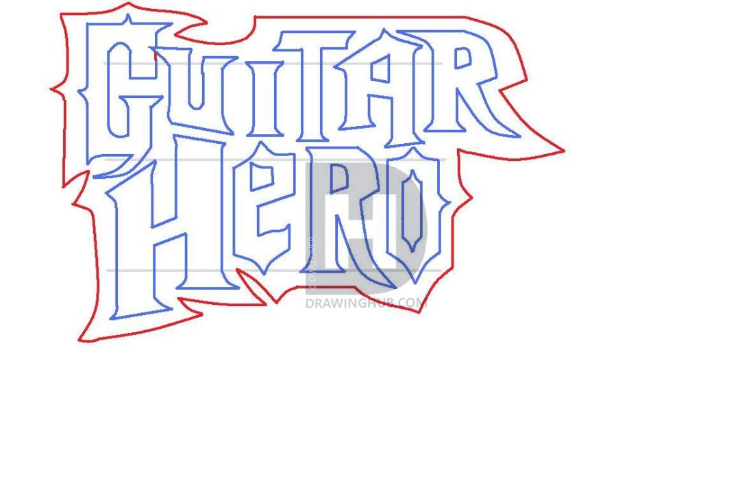 1080x711 How To Draw Guitar Hero Logo, Step