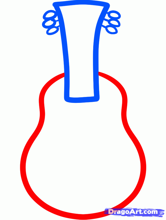 645x851 How To Draw A Guitar For Kids, Step