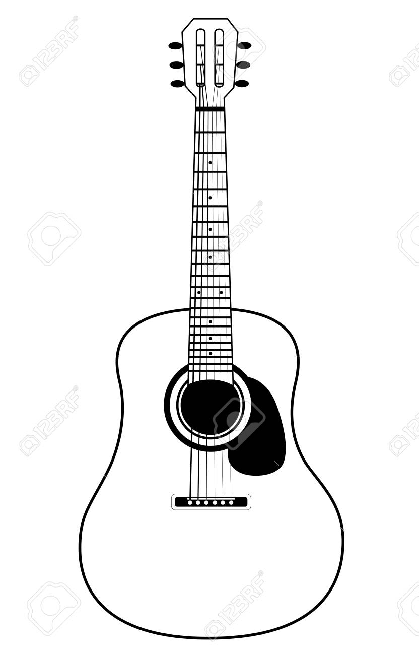 832x1300 Guitar Drawing Free Download